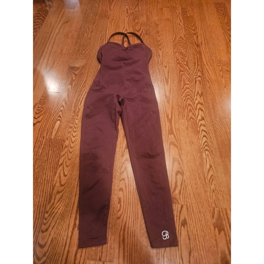 Bombshell Sportswear Women Burgundy Strappy Back Bodysuit Jumpsuit Size S